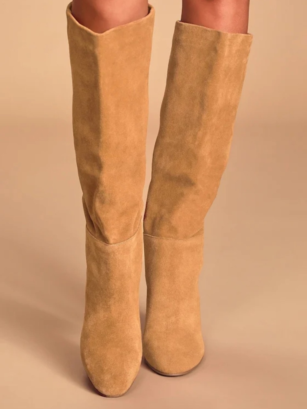 Krafty Honey Brown Suede Leather Knee High Boots - Suede Mars - Picture 4 of 5